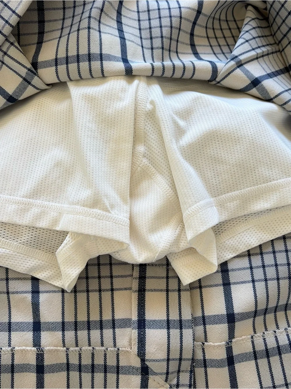 Tory Burch Pleated Front Twill Golf Skort Women’s 10 Sesame Uptown Plaid NWT